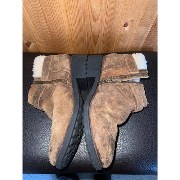 UGG Benson II Brown Leather Side Zip Wool Lined Ankle Boots Women’s Size 8 - Picture 9 of 14